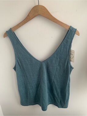 🇫🇷 Light Teal V-Neck linen Tank Top from Des Petits Hauts 🇫🇷